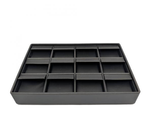 Steel Grey Flat Stackable  12-EARRING Tray,  9" x 6" x 1 1/2"H